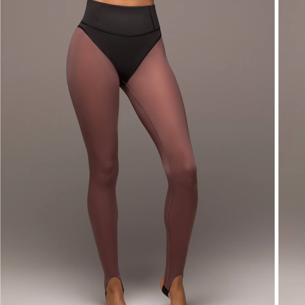 MICHI Black and Mauve Mesh Stirrup Leggings - Size S